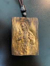 Mặt trầm hương Kì Hải Nam cận chìm khắc hình Công Giáo - Thánh Giá - Chúa Zesu - Đức mẹ Maria 133