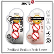 Shots RealRock Realistic Penis Sleeve 8"/20cm Extender And Ball Stretcher