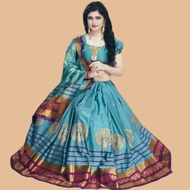 Designer Soft Silk Blue Saree With Contrast Rich Zari Border