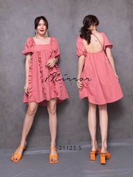 (นางแบบใส่ชุดขาย) So YounG in toWn DreSS เดรสแขนพอง เดรสคอเหลี่ยม เดรสสั้นแขนตุ๊กตา เดรงทรงเอ แต่งระ