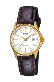 Casio Standard นาฬิกาข้อมือผู้หญิง สายหนัง รุ่น LTP-1183Q,LTP-1183Q-7A,LTP-1183Q-7ADF - สีน้ำตาล