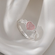 925 sterling silver women's ring with Heart-shaped Pink stone, adjustable in size Pink Heart | HARMO