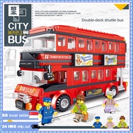 SG Ready Stock car series British style BRT double-decker bus 398pcs building blocks assembled toys