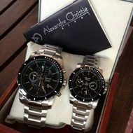 jam tangan alexandre christie ac6141 silver couple 6141