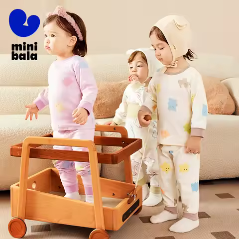 Mini Bala Thermal Underwear Set Baby Boys and Girls 2025 Spring New Comfortable Base Layer Homewear