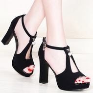 Square high heels with decorative stone beads - CG98