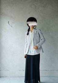 尋寶古著-RALPH LAUREN清爽藍白直紋修身棉質西裝外套