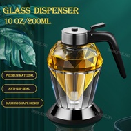 Oil Dispenser Bottle Diamond Shaped Glass Bottle Honey Dispenser with Stand 200ml Large Capacity Oil