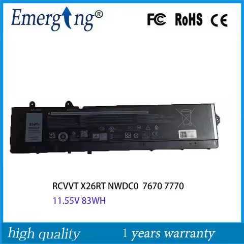 11.55V 83WH RCVVT Laptop Battery for Dell Precision 7670 7770 7680 X26RT NWDC0