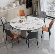 🥑🥑新款岩板智能餐桌Smart dining table 家用語音 暖菜板帶轉盤 電磁爐 圓桌 伸縮一體桌 送貨上門 包郵#智能餐桌#餐桌