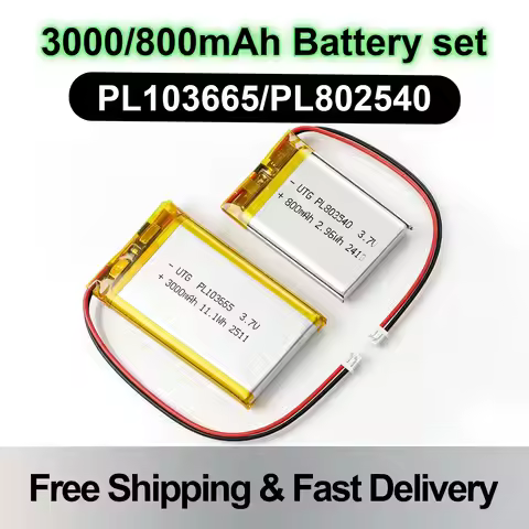 3.7V Lithium Lipo Battery 800mAh PL802540 PL103665 1Pc for T114 V2 LoRa 32 V3 Development Module