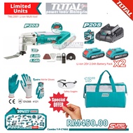 TOTAL TMLI2001 Li-ion P20s 20V Multi-tool + 2 pcs Batteries & Charger Combo Set / T-P-CT693