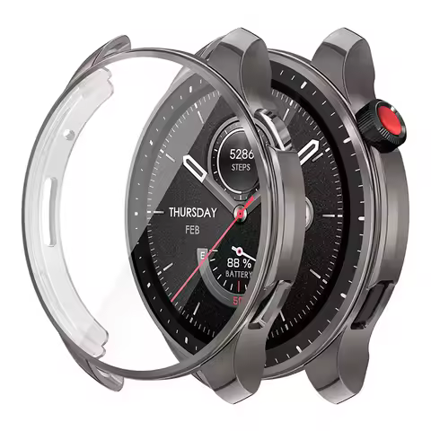 For Amazfit GTR 4 Case Protective Silicone Case+ Full Bumper Shell Screen Protector for Huami Amazfi