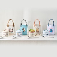 迪士尼 光禾內304不銹鋼餐盒提袋4件組700ml(304湯匙+筷子/提袋)