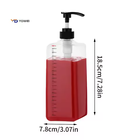 1Pc 1000ml Hand Pressed Sugar Bottle Liquid Dispenser With Scale Coffee Syrup Bee Drip Bottle With P