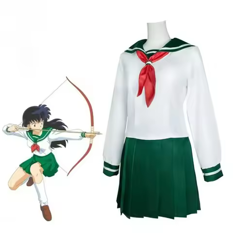2026 New Halloween Cosplay Costume Higurashi Anime Inuyasha Kagome Sailor School Uniform Student Ski