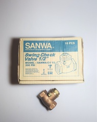 SANWA สวิงเช็ควาล์วทองเหลือง แบบลิ้น ซันวา 1/2 นิ้ว  Swing check valve