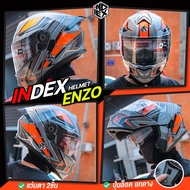 หมวกกันน็อค INDEX HELMET ENZO หมวกยกคาง มีแว่นตา2ชั้น  ราคาดี คุ้มมาก!! GRAY (GLOSSY) M