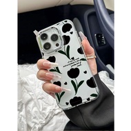 Black Tulip Soft Plastic Shockproof Suitable for iPhone 11 x 13 14 7/8plus 17promax 15 16promax 17 1