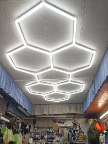 Hexagon LED lighting for Garage Barbecue Shop Barbershop Gym Bar Car Detailing Showroom 4S Workshop 