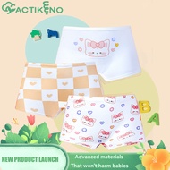 3Pcs Cacti Keno Kids Boxer Brief Organic Cotton Underwear Soft Breathable Cute Flat CornerGirl Under