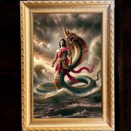 Auspicious Picture Poster Naga Grandfather Sri Sutho Ya Pathumma Frame Of King 7 Heads PY23