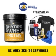 BS Nutrition Hydro Whey Protein Isolated (3KG)Susu Gym-Free Shaker/T-SHIRT BS Hydrowhey[1kg 2kg 3kg]