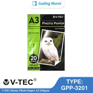 GM V-TEC Glossy Photo Paper A3 230gsm GPP-3201 contains 20 Sheets | Glossy Photo Paper | Waterproof 