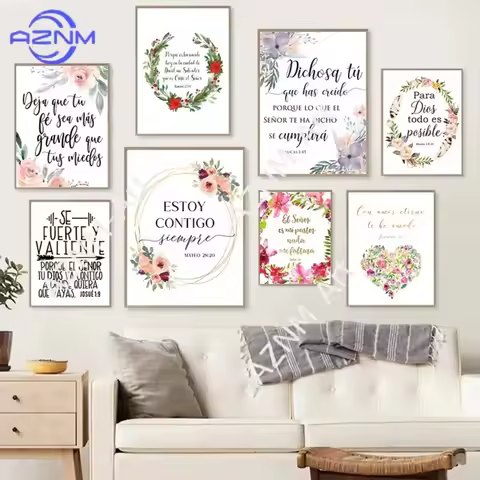1pc Spanish Bible Verse Quotes Print God Christian Wall Art Decor