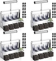 4 Pack Metal Soil Block Maker with 3 Types of Seed Pins 4 Cell 2 Inch Seed Starter Block Make Soil B