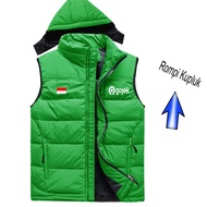 Taslan Gojek Gofood waterproof vest Cheap Gojek Gofood beanie vest/ custom Gojek parachute vest/