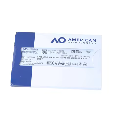 Original American Orthodontics AO Mini Master Metal Brackets, MBT 0.022 Mesh Base 5X5 Full Set 20pcs