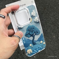 Tree Dream Blue Oil Painting Cartoon Phone Case Suitable for iPhone 12 13 14 pro max 15promax 16pro 