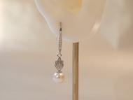 7-7.5mm Akoya珍珠-垂吊耳環 -S925瑪德蓮貝殼形狀蛋糕耳環鉤