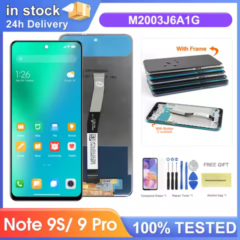 6.67'' Screen for Xiaomi Redmi Note 9S M2003J6A1G Lcd Display Digital Touch Screen With Frame for Re