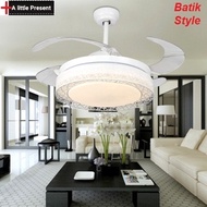 Premium Ceiling Fan 42inch with LED Lights lamps (Batik Style) kipas