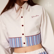 JEMMIDORIS  Lonny cropped shirt white blue stripe