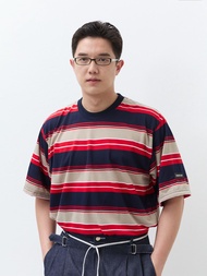 Hunter Studios - เสื้อยืดทรงหลวมแขนสั้น ลายทาง รุ่นStriped T-shirt