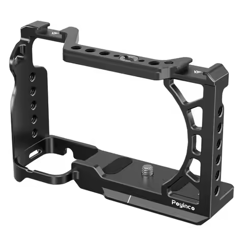 Camera Cage Camera Video Cage with Cold Shoe Mount 1/4In&3/8In Aluminum Alloy for Sony A6500/A6400/A