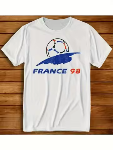 Men's 1998 France Retro Soccer T-Shirt,#98 Iconic Fan Jersey,Soft Breathable Short-Sleeve,Ideal for 