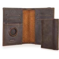 CONTACTS Pemegang Pasport Kulit Asli untuk 2 Pasport dengan Penyekat RFID, Dompet Pasport Perjalanan