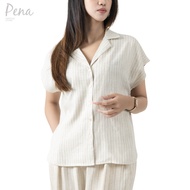 Pena house เสื้อเบลาส์ แขนล้ำ คอฮาวาย PWSS062401