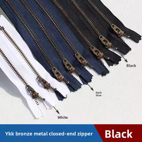 100 Pieces YKK Copper Zipper 3YG Closed Tail Gold Copper Bronze No. 3 Metal Zipper Y-shaped Jeans Sp