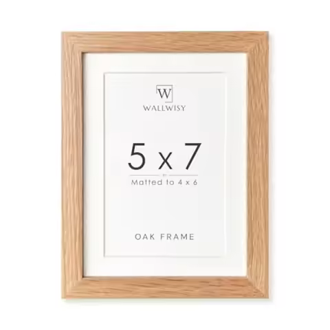 5x7 Picture Frame, Solid Oak Wood 5x7 Photo Frame with Mat to 4x6, 7x5 Picture Frames for Wall and T