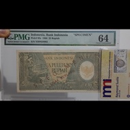 Top Pop PMG64 Specimen Jalan Seri X 25 Rupiah Pekerja 1964