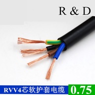 Pure Copper Core RVV4 * Core 0.5-6mm2 Square Black Round Wire Soft Sheath Wire Cable Signal Monitori