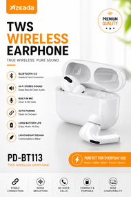 Azeada PD-BT113 TWS Bluetooth Earbuds Hi-Fi Stereo Noise Reduction Wireless Earphones by COMPIT