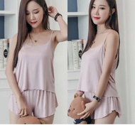 Ready stock⭐️Baju tidur sejuk Women Pajamas Camisole + Shorts SleepWear pyjamas Nightwear Cooling Ma