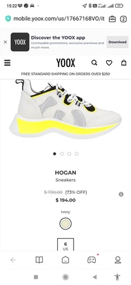 รองเท้าผ้าใบผู้หญิง Hogan เบอร์ 36 ยาว 22 cm