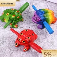 CATMALLER88 Frog Guiro Rasp, Colorful Wooden Frog Musical Instrument, Portable Handcrafted Lucky Luc